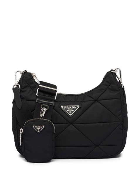 prada nylon shoulder bag brown|Prada padded nylon shoulder bag.